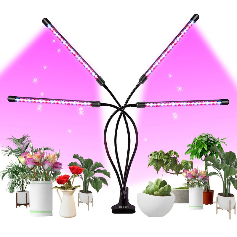 bseah Grow Light Plant Lights for Indoor Plants, Clip on with 3/9/12 H Timer, Full Spectrum Growing Lamp for Seed Starting (with AC Adapter)