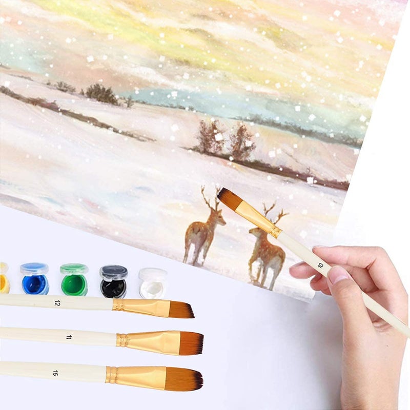 URBAN BOX Artist Paint Brush Set 15pcs Includes Popup Carrying Case with Painting Knife and 1 Sponge for Acrylic Oil Paint by NumbersWood - Image 4