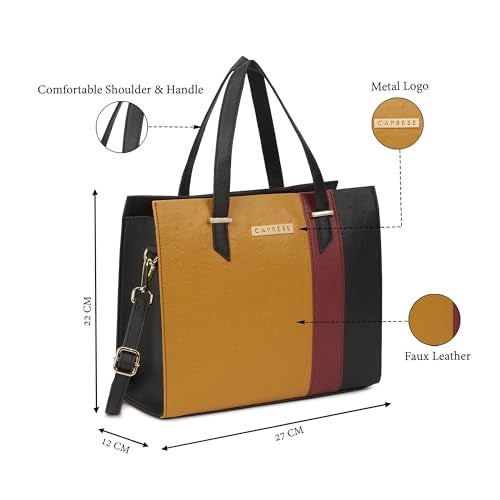 Caprese Birdy Medium Satchel Bag for Women with Multiple Compartments, Adjustable & Detachable Strap | Versatile Shoulder, Crossbody & Handheld Bag for Work, Travel, and Everyday Use (Dark Beige) - Image 3