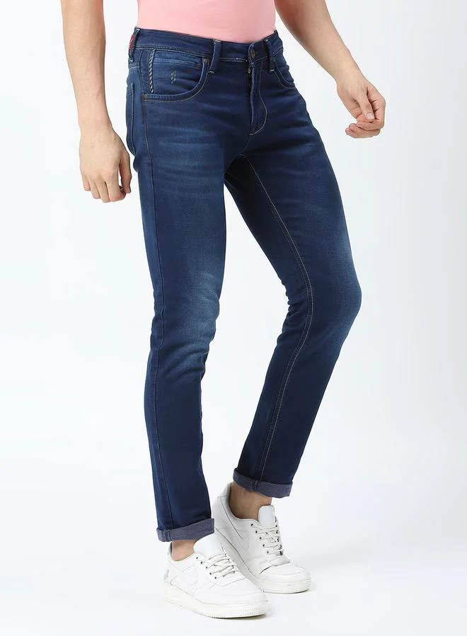 LAWMAN Pg3 Mid Rise Low Fade Jeans with Button Closure by Styli