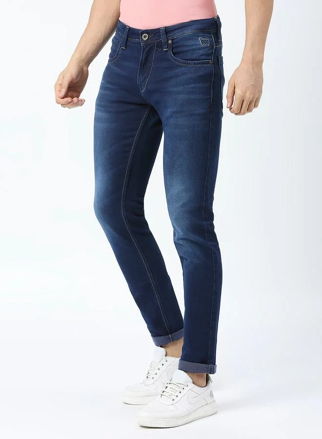 LAWMAN Pg3 Mid Rise Low Fade Jeans with Button Closure by Styli