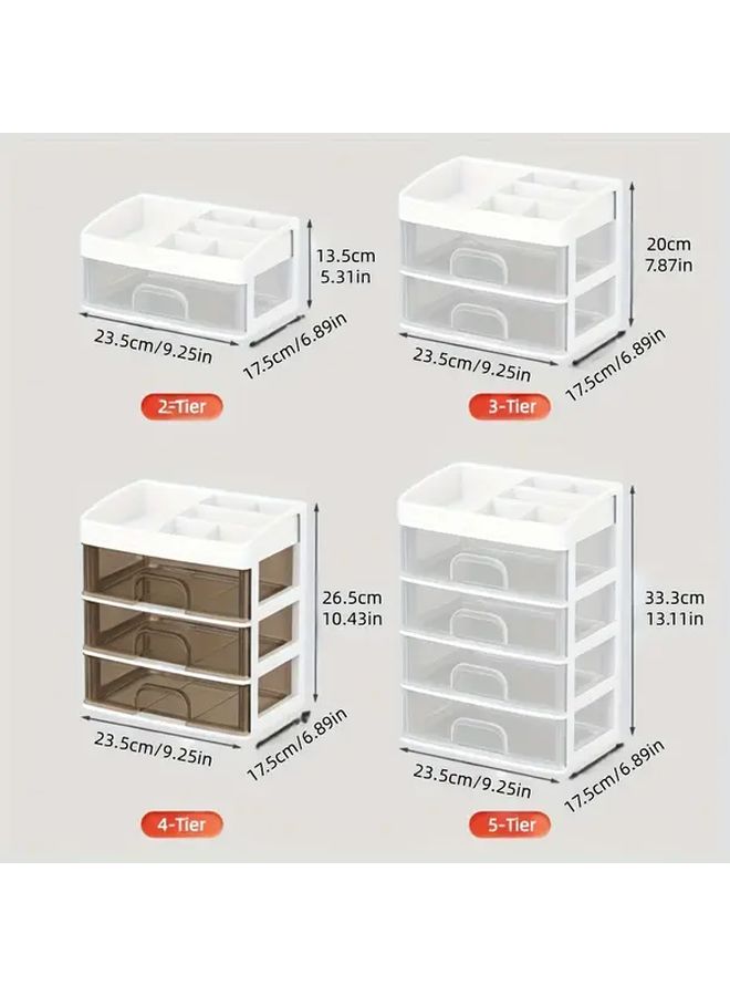 Large Capacity 2 Layer Desk Organizer With Drawer Heavy Duty Plastic Storage - Image 3