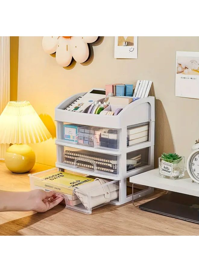 Large Capacity 2 Layer Desk Organizer With Drawer Heavy Duty Plastic Storage - Image 2