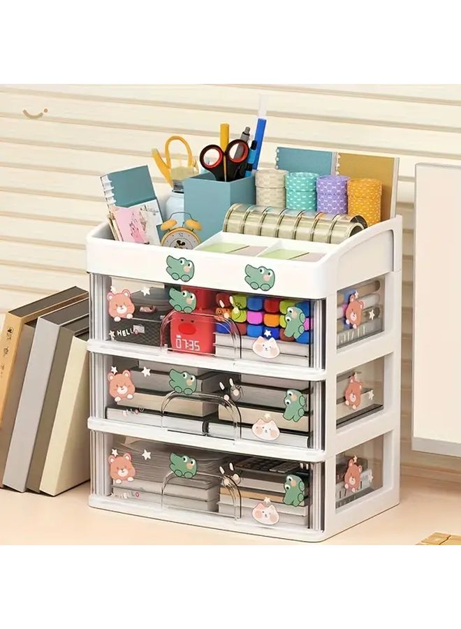 Large Capacity 2 Layer Desk Organizer With Drawer Heavy Duty Plastic Storage - Image 1