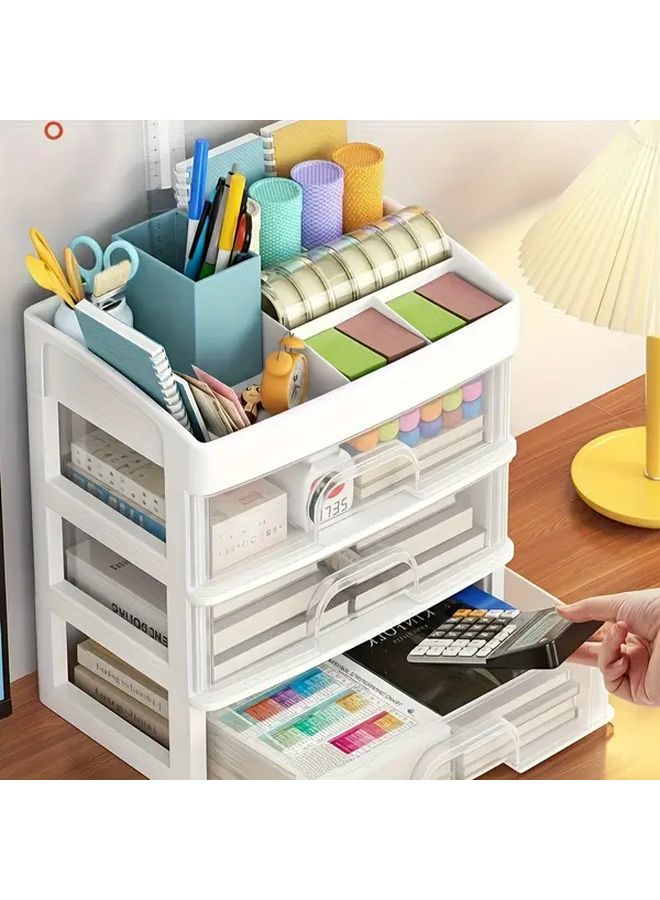 Large Capacity 2 Layer Desk Organizer With Drawer Heavy Duty Plastic Storage - Image 5