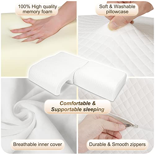 HOMCA Memory Foam Cuddle Pillow for Couples, Side Sleeper Pillow with Arm Hole, Ergonomic Support for Head, Neck and Arm with Breathable Washable Pillowcase - Image 2