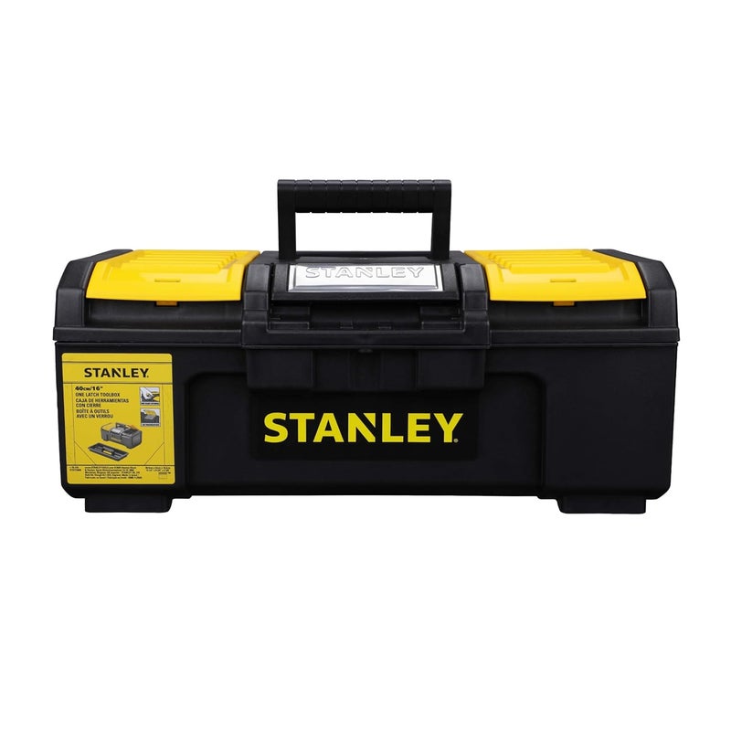 STANLEY 179216 16 OneTouch HeavyDuty Portable Plastic Tool Box With Removable Tray for Easy Convenient Storage 16 Kg Load Capacity 1 Year Warranty YELLOW BLACK 22x394x162 cm - Image 1