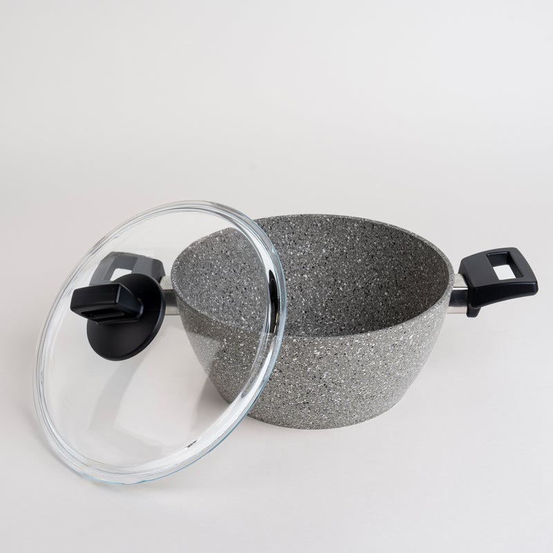 ألبرتو طقم أواني طهي جرانيت من البرتو 7 قطع جرانيت باللون الرمادي - Image 4