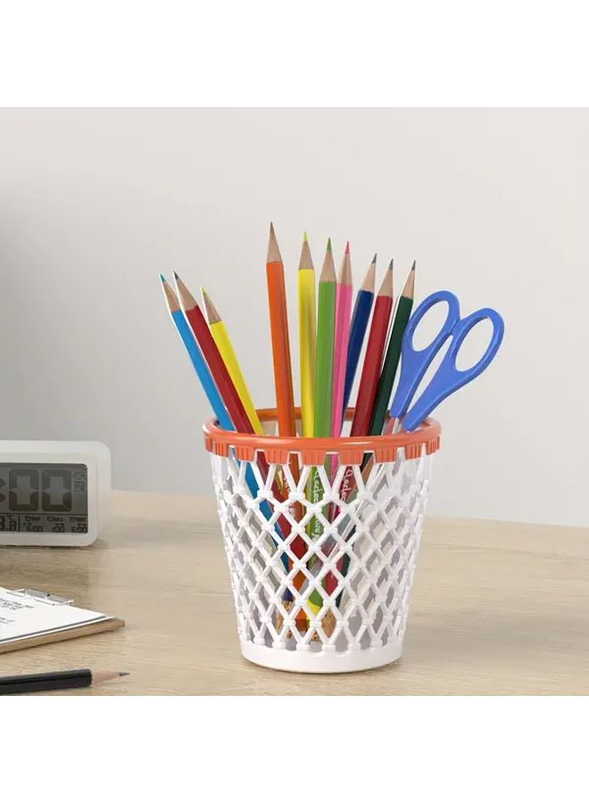 Basketball Hoop Desk Organizer White Large Capacity Pen Holder Open Basket Design - Image 1