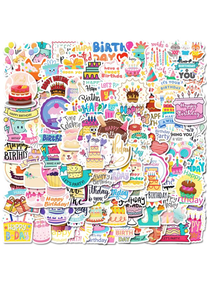 Bluejw 100 Birthday Theme Series Stickers Cake Gift Blessing Words Stickers DIY Birthday Gift Greeting Card Decoration - Image 3