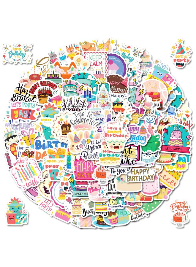Bluejw 100 Birthday Theme Series Stickers Cake Gift Blessing Words Stickers DIY Birthday Gift Greeting Card Decoration - Image 1