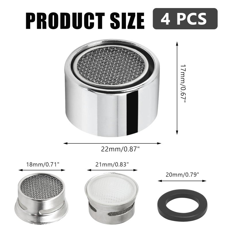 Litoexpe 55/64 Inch Faucet Aerator 4 PCS, Kitchen Sink Aerator Replacement Parts, Sink Faucet Female Thread Faucet Filter with Brass Shell and Gasket for Bathroom - Image 2