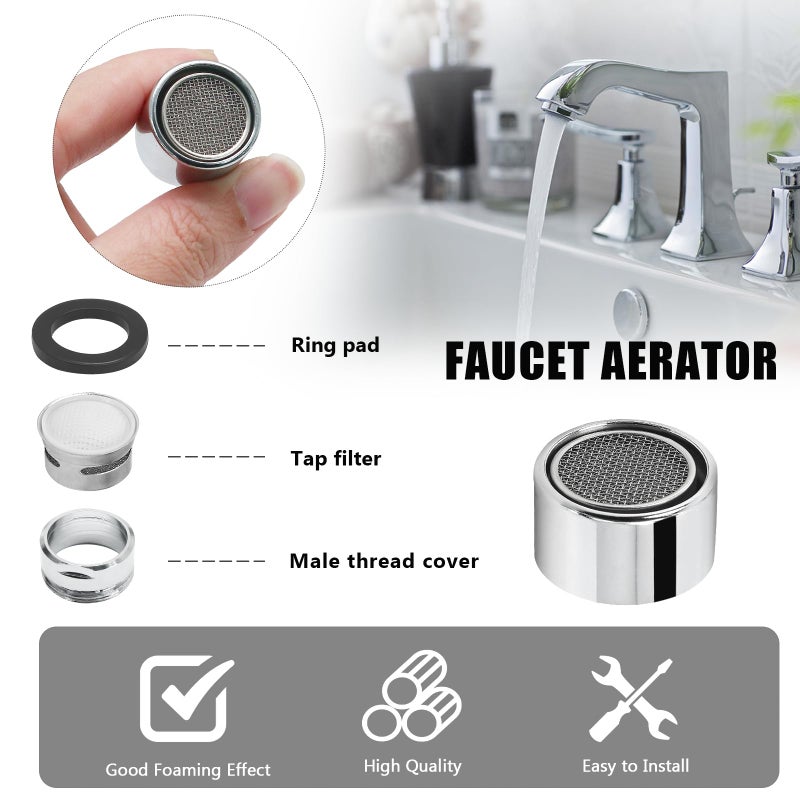 Litoexpe 55/64 Inch Faucet Aerator 4 PCS, Kitchen Sink Aerator Replacement Parts, Sink Faucet Female Thread Faucet Filter with Brass Shell and Gasket for Bathroom - Image 3