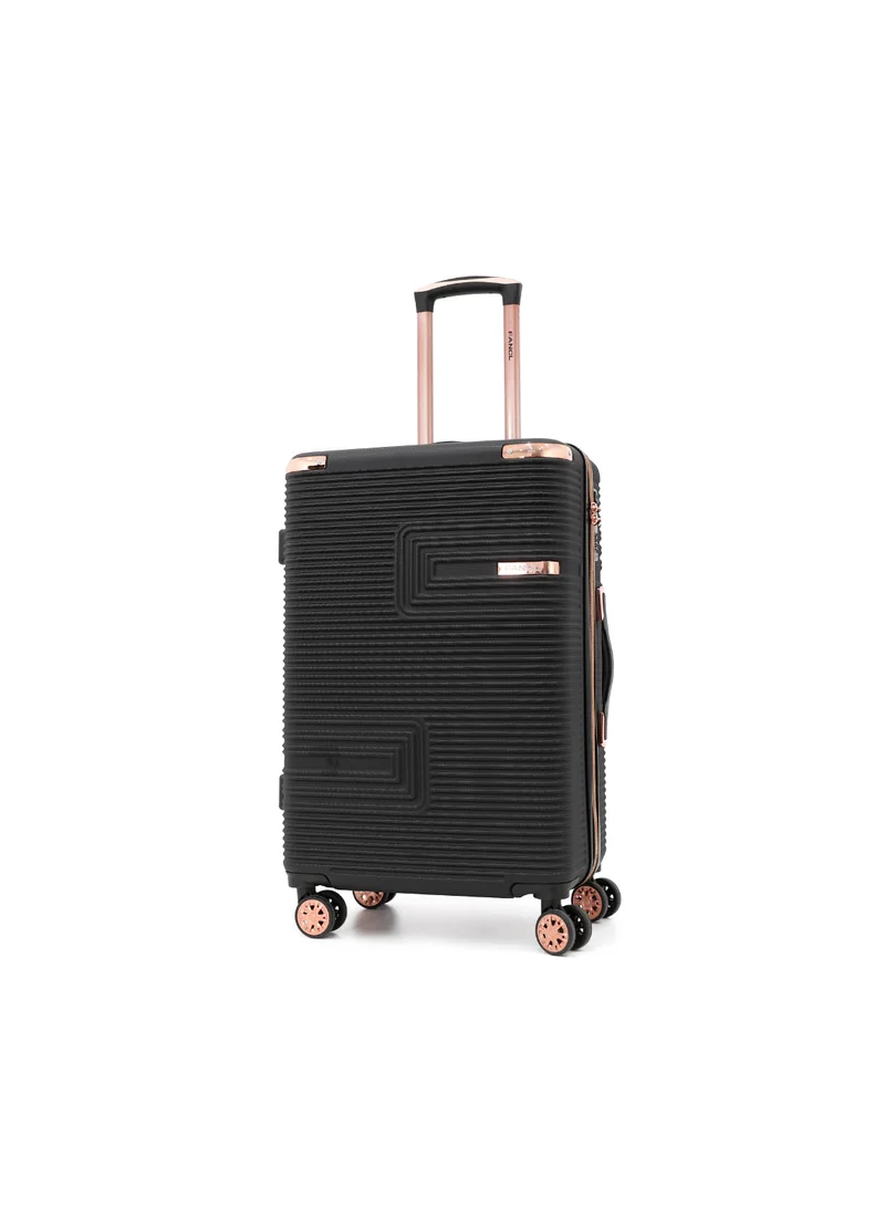 فانكل Hardshell Luggage Double Spinner Trolley Bag 5 Pieces Set,Black (BC-12"&14",S-20",M-24",L-28")