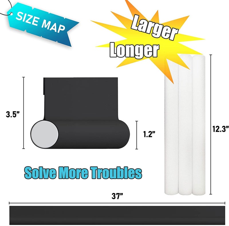 SYIPO Door Draft Stopper Bottom One Sided Door Draft Blockers，37" Cutable Under Door Draft Blocker Insulator Door Sweep Weather Stripping Soundproof，Fits for Interior／Exterior Doors，1 Pack,Black - Image 2