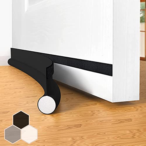 SYIPO Door Draft Stopper Bottom One Sided Door Draft Blockers，37" Cutable Under Door Draft Blocker Insulator Door Sweep Weather Stripping Soundproof，Fits for Interior／Exterior Doors，1 Pack,Black - Image 1