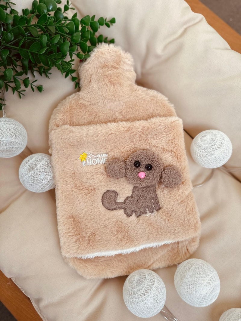 Plush Covered Dog Emoji Hot Water Bottle 2 Liters