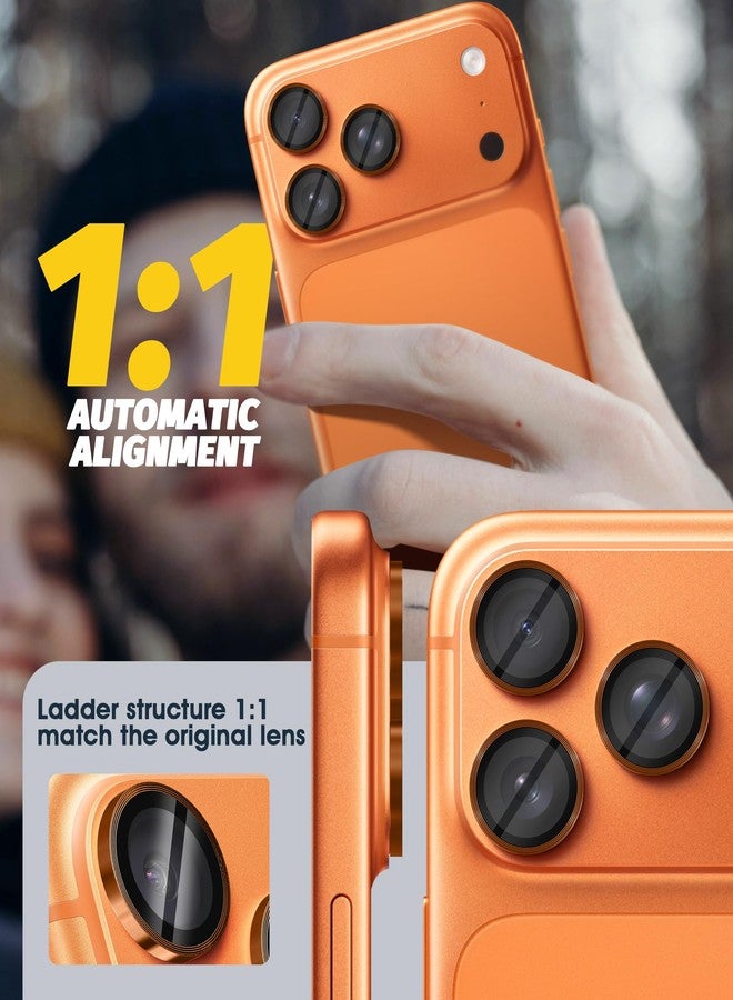 Orzero (3 Sets) Orzero Camera Lens Protector Compatible for iPhone 17 Pro/17 Pro Max/16 Pro/16 Pro Max/15 Pro/15 Pro Max/14 Pro/14 Pro Max, Protector de Cámera Individual Metal Ring Glass - Orange - Image 4