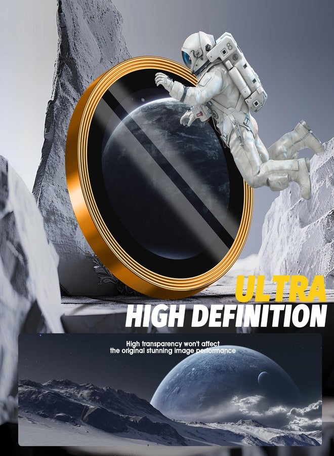 Orzero (3 Sets) Orzero Camera Lens Protector Compatible for iPhone 17 Pro/17 Pro Max/16 Pro/16 Pro Max/15 Pro/15 Pro Max/14 Pro/14 Pro Max, Protector de Cámera Individual Metal Ring Glass - Orange - Image 5