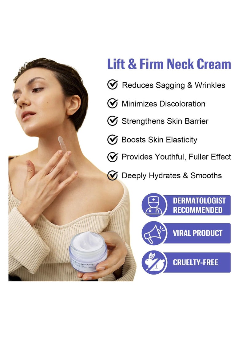 Yecuce Lift & Firm Neck Cream 50ml Neck Firming And Lifting Cream with 4% Cupuacu Butter Hydrolyzed Hyaluronic Acid & Caffeine Deeply Hydrates Moisturize & Smooths Reduce Sagging & Wrinkles  - Image 3