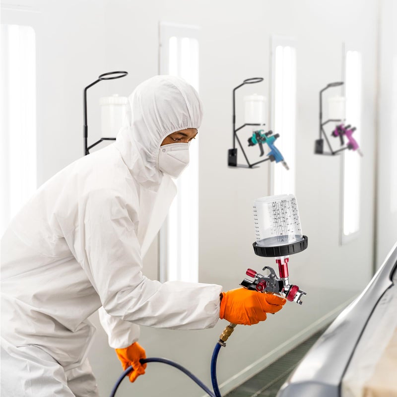 YUZES Spray Gravity Feed Gun Holder Stand with 100 PCS Paint Filter Strainer - Image 2