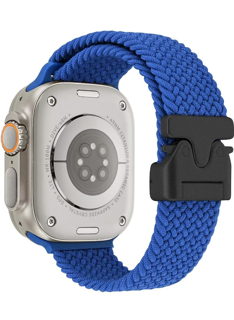 سزوكست متوافق مع سوار Apple Watch 49 مم 46 مم 45 مم 44 مم 42 مم حزام مرن من النايلون المضفر آمن ومريح للرجال والنساء، أحزمة بمشبك مظلة لـ iWatch Ultra 3/2/1 Series 11 10 9 8 7 6 5 4 3 SE أزرق - Image 1