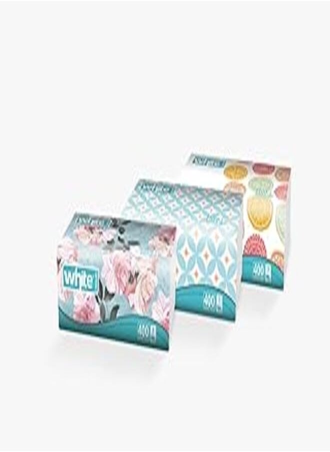 White White facial tissues, set of 3 - 400 tissue 