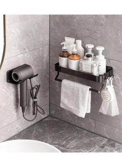 GUDOO Hair Dryer Holder Blow Dryer Hanger Wall Mount Hair Tool Organizer Blow Dryer Holder with Plug and Cord Organizer Hair Dryer Holder Wall Mount Self Adhesive for Bedroom and Bathroom Black  - Image 3
