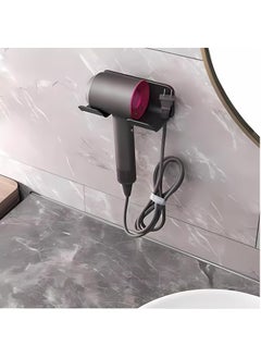 GUDOO Hair Dryer Holder Blow Dryer Hanger Wall Mount Hair Tool Organizer Blow Dryer Holder with Plug and Cord Organizer Hair Dryer Holder Wall Mount Self Adhesive for Bedroom and Bathroom Black  - Image 2
