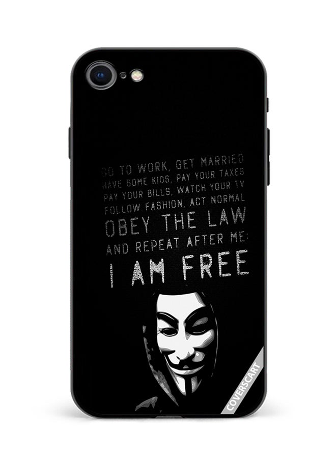 COVERSCART Protective Case Cover For Apple iPhone 7 I Am Free Design Black