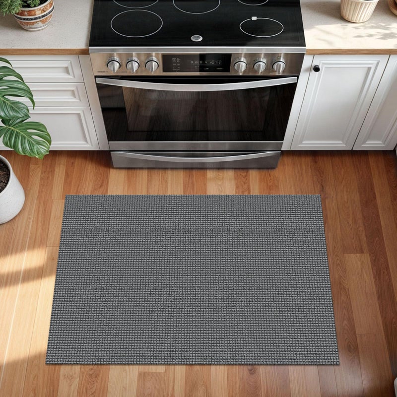 KOZYFLY Indoor Door Mat 2x3 ft Small Area Rugs Washable Front Door Mat Non Slip Rubber Backed Entryway Rug Cotton Entrance Doormat for Front Porch Bathroom Kitchen Bedroom, Grey/Dark Grey - Image 2