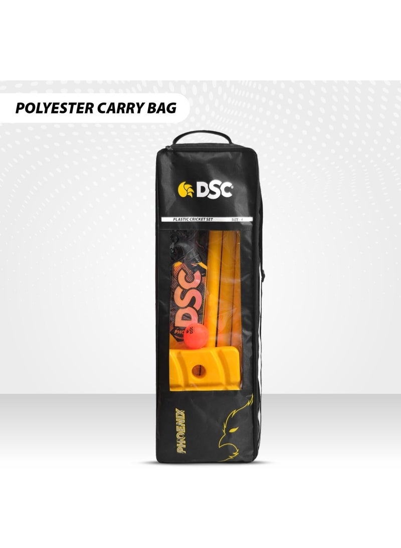 DSC Phoenix Plastic Cricket Set Size-4 (1 Plastic Bat + 3 Plastic Stumps + 1 Base + 2 Bails + 1 PVC - Image 4