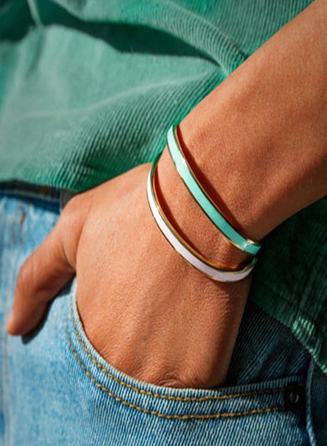 BlingNook Let Them Motivational Color Bangle, Stainless Steel Self Worth Inspirational Cuff Bracelets with Hidden Message Engraved Friendship Bracelet Jewelry Gift for Women Sorority Sisters Friends(Gold Green) - Image 3