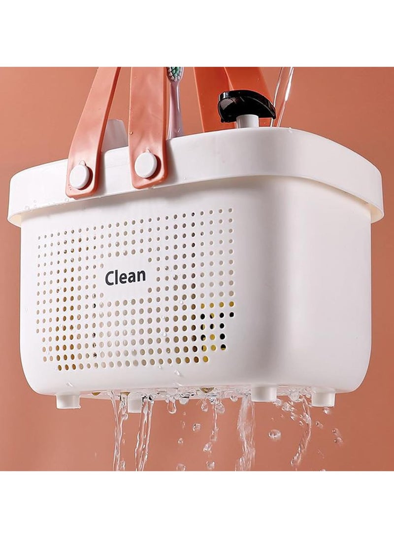 general Plastic Storage Basket with Handle Portable Shower Basket Storage Bin Bathroom Basket Kitchen, Dorm, Bedroom - Image 3