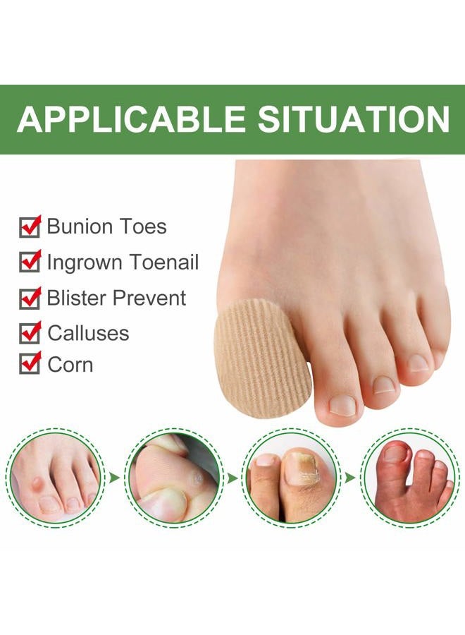 Welnove 10Pack Toe Caps Closed Toe Surface Fabric Sleeve Protectors with Gel Lining, Prevent Pain Relief for Corns, Blisters and Ingrown Toenails (Size Large + Size Medium) - Image 2