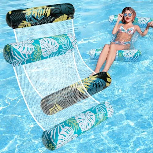 Tavaleu Pool Floats Adult 2 Pack Inflatable Pool Floats Rafts 4in1 Floats for Swimming Pool Thick PVC Pool Float Lounger Water Hammock - Image 1