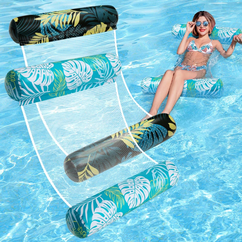 Tavaleu Pool Floats Adult 2 Pack Inflatable Pool Floats Rafts 4in1 Floats for Swimming Pool Thick PVC Pool Float Lounger Water Hammock - Image 2