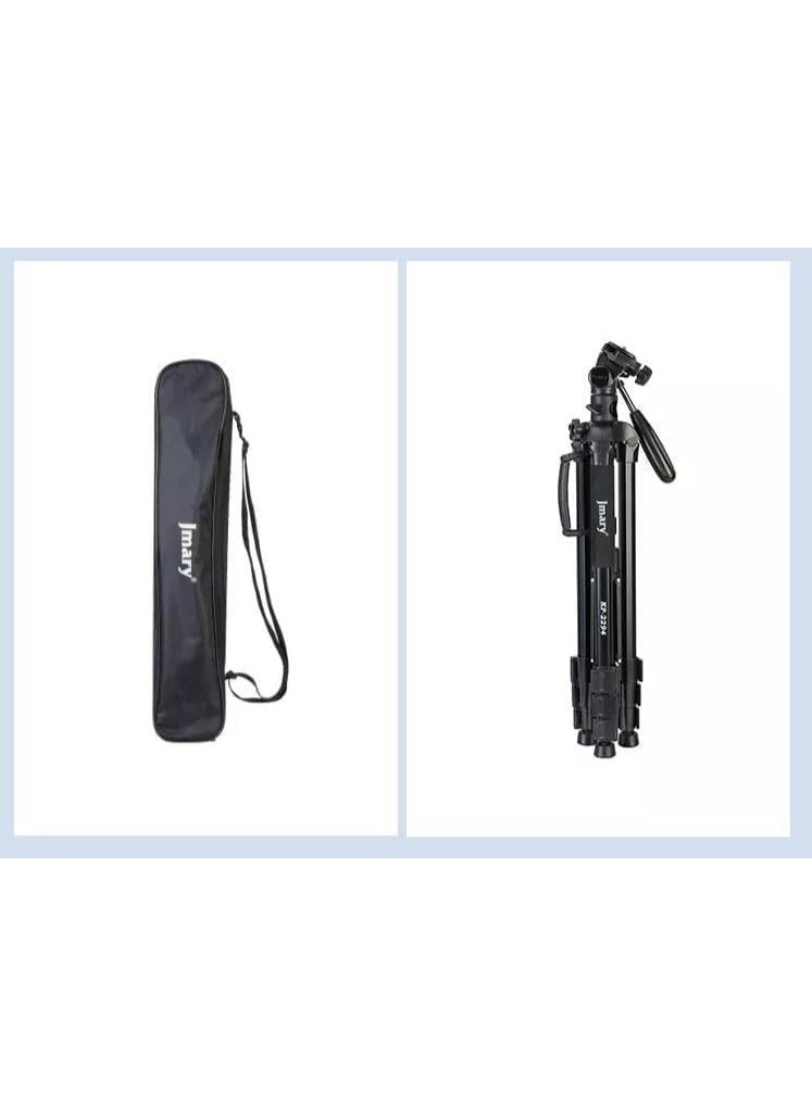 Jmary Multifunctional Professional Aluminum Tripod Stand KP-2294 with 3 Way Pan Head, Quick Release Plate & Carry Bag , Lightweight, Adjustable & Universal for DSLR, Mobile & Action Cameras - Black - Image 2