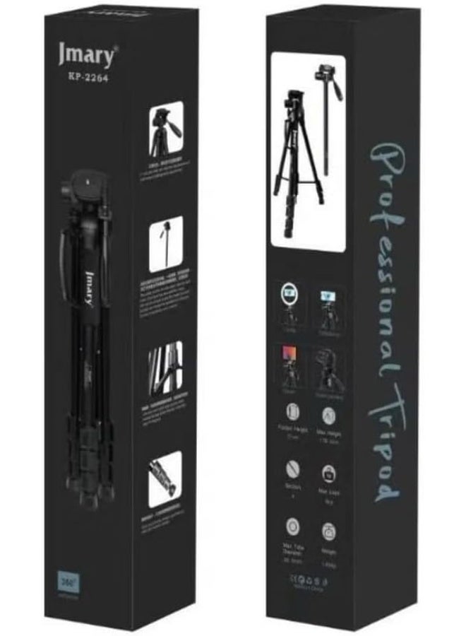 Jmary Multifunctional Professional Aluminum Tripod Stand KP-2294 with 3 Way Pan Head, Quick Release Plate & Carry Bag , Lightweight, Adjustable & Universal for DSLR, Mobile & Action Cameras - Black - Image 3