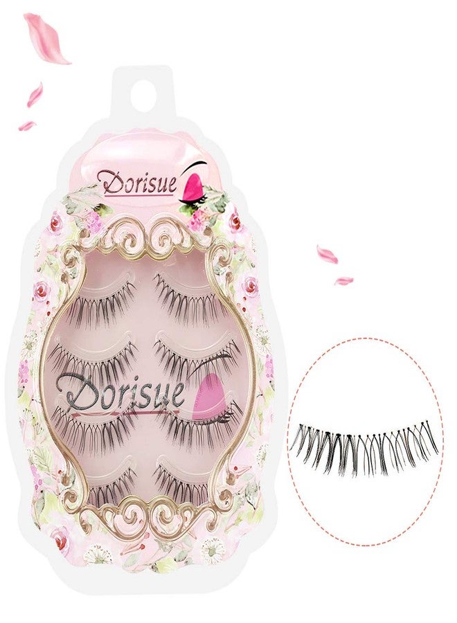 Dorisue Black & Brown Mixed Strip Lashes-Reusable 15 Times, Ultra-Thin Band for Small/Monolid Eyes, Realistic 2-Tone Blend for Daily Natural Look 4-Pair - Image 2