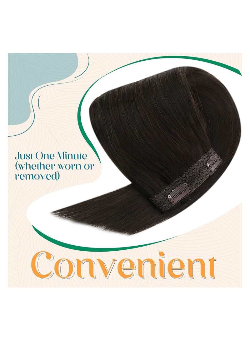 إستيل مشبك في وصلات الشعر شعر بشري وصلات شعر من قطعة واحدة مشبك في شعر بشري 70 جرام مع 5 مشابك 2 وصلات شعر بشري ريمي مشبك باللون البني الداكن - Image 5