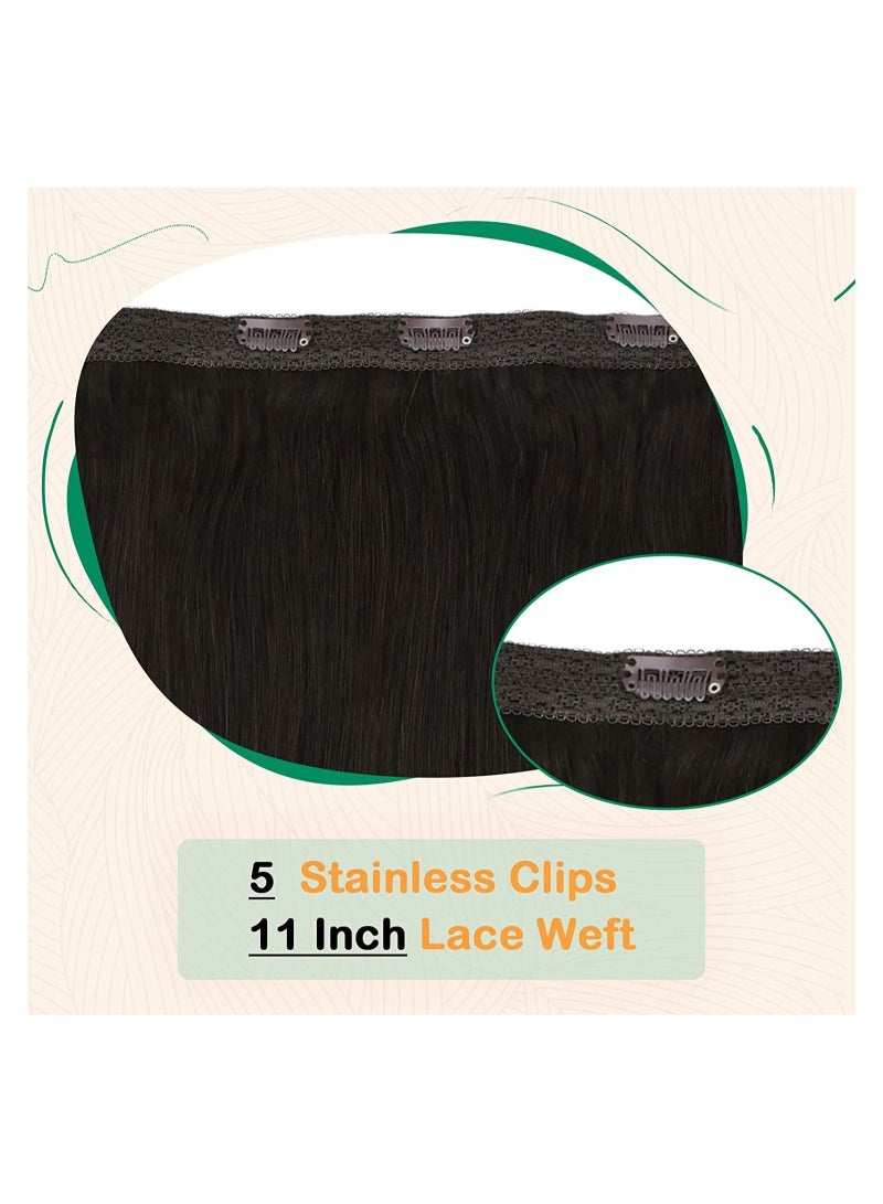 إستيل مشبك في وصلات الشعر شعر بشري وصلات شعر من قطعة واحدة مشبك في شعر بشري 70 جرام مع 5 مشابك 2 وصلات شعر بشري ريمي مشبك باللون البني الداكن - Image 3