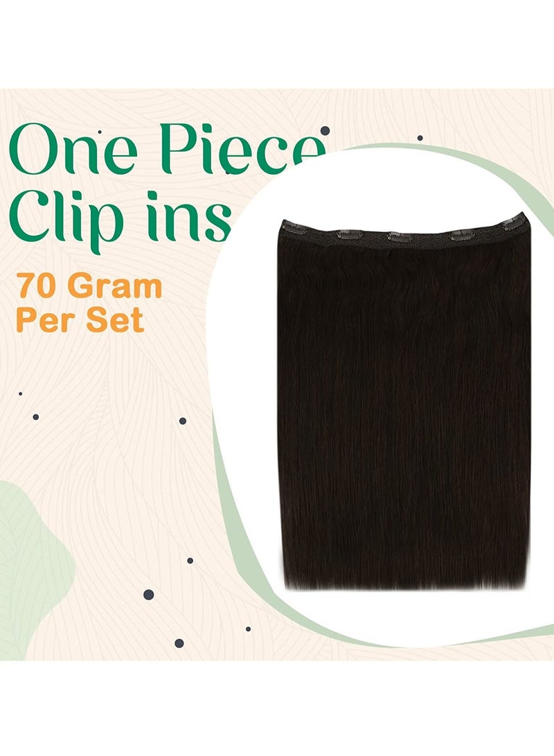 إستيل مشبك في وصلات الشعر شعر بشري وصلات شعر من قطعة واحدة مشبك في شعر بشري 70 جرام مع 5 مشابك 2 وصلات شعر بشري ريمي مشبك باللون البني الداكن - Image 2