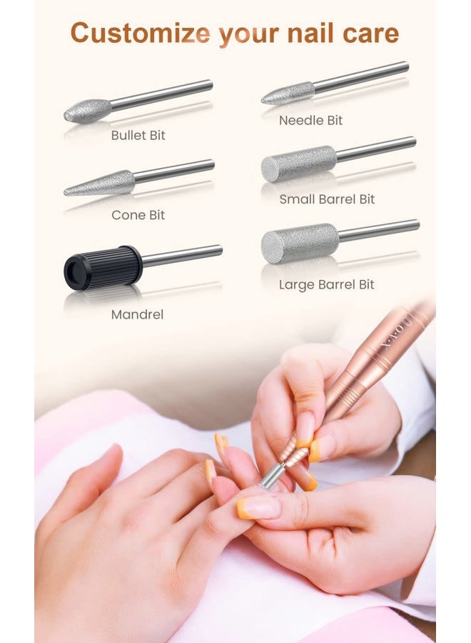 OVX Professional Acrylic Nail Drill, USB Electric Nail Drill Machine, Portable Electrical Nail File Kit for Gel Nails and Home Salon, Manicure Pedicure Polishing Shape Tools, Gold - Image 5