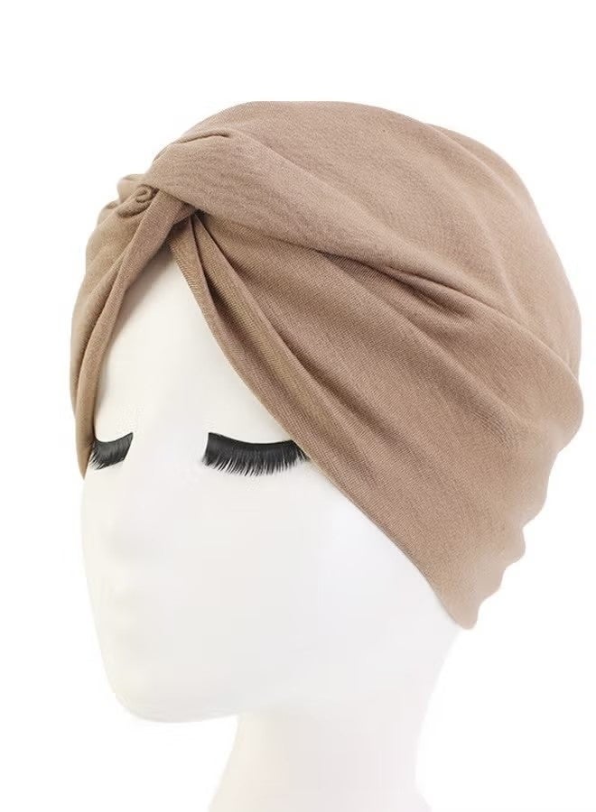 إيليلي 4 قطع من العمائم للنساء، عمامة ناعمة مربوطة مسبقًا بعقدة قابلة للتمدد، أغطية رأس للعلاج الكيميائي، قبعة صغيرة مطوية، قبعة نوم للنساء والفتيات - Image 4