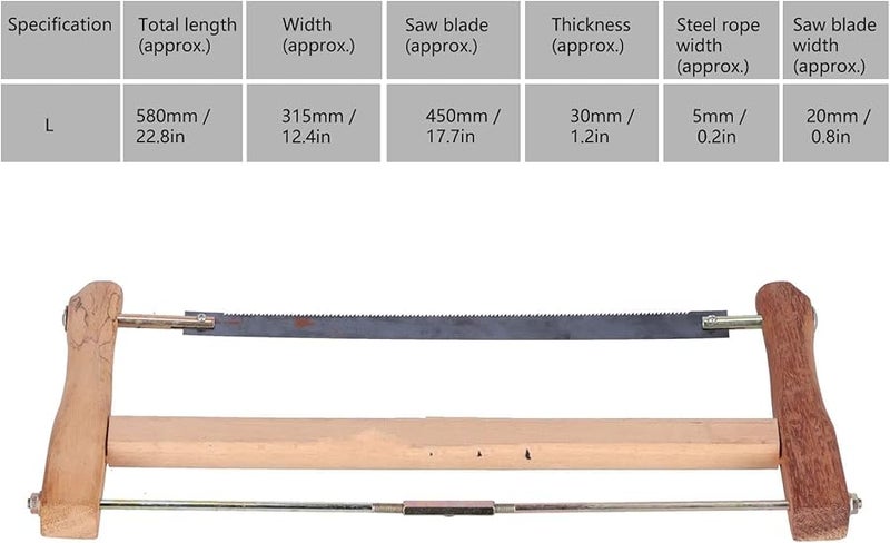 Teakwood Frame Saw 580mm Portable Hand Bow Wood Cutting Tool with Replacement Blade - Image 3