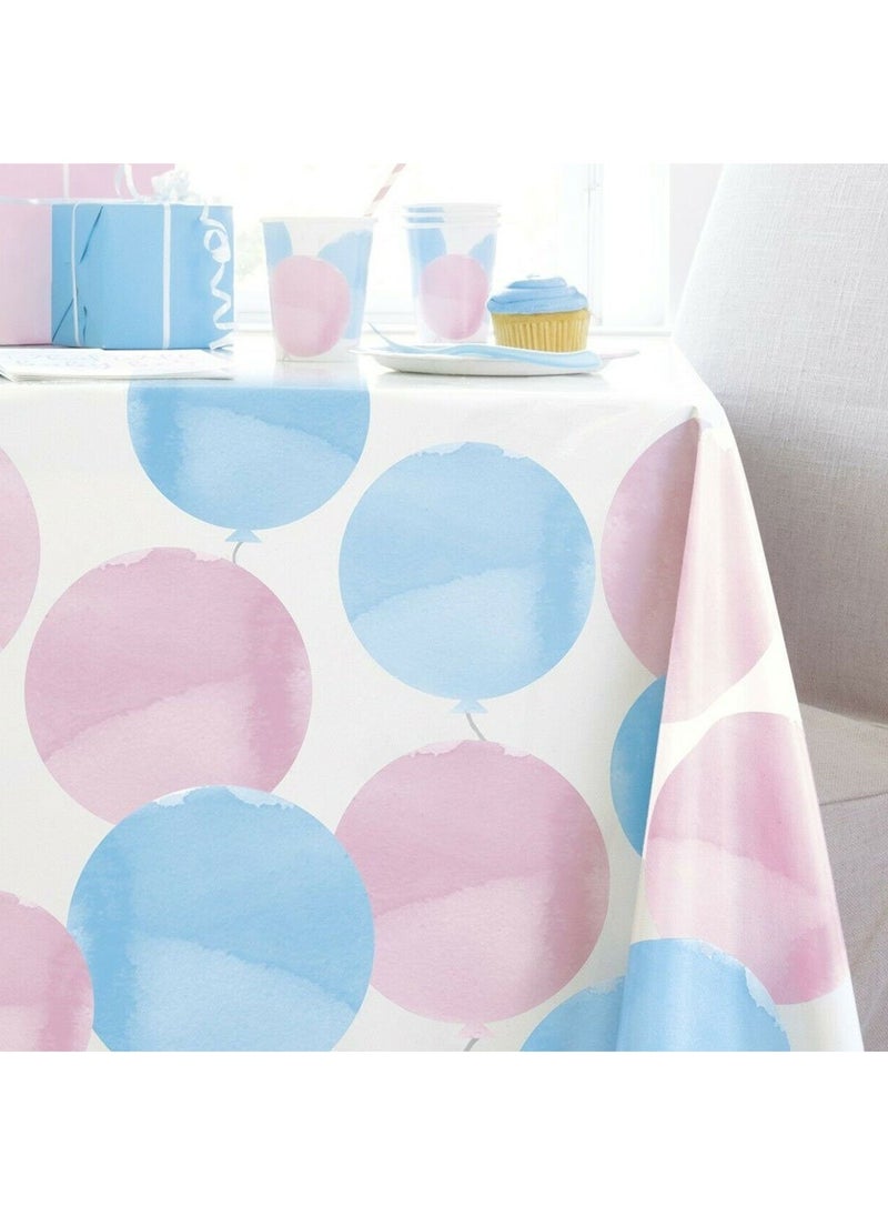 Unique Boy Girl Gender Reveal Tablecloth Blue Pink 137x213cm - Image 2