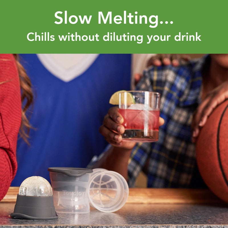 Tovolo Basketball Shaped Ice Molds, Set of 2 - Large Ice Mold Gift Set - Sports Themed Unique Ice Mold Chills Drinks - Odor-Free Freezer Storage, Dishwasher-Safe with Silicone Plunger - Image 2