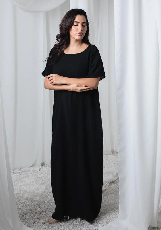 MSquare Fashion Black CEY Fabric Inner Slip Dress for Abaya – Soft Underdress