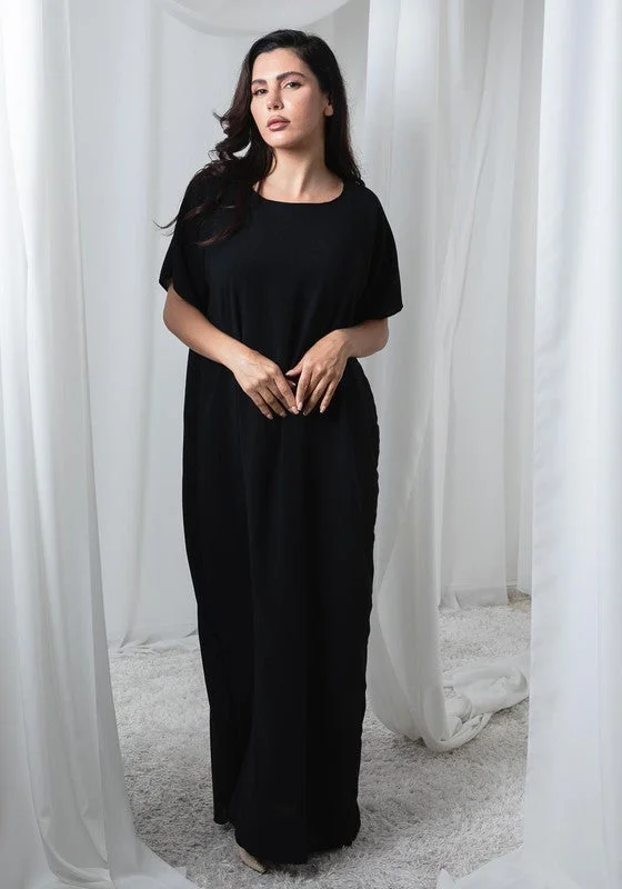 MSquare Fashion Black CEY Fabric Inner Slip Dress for Abaya – Soft Underdress